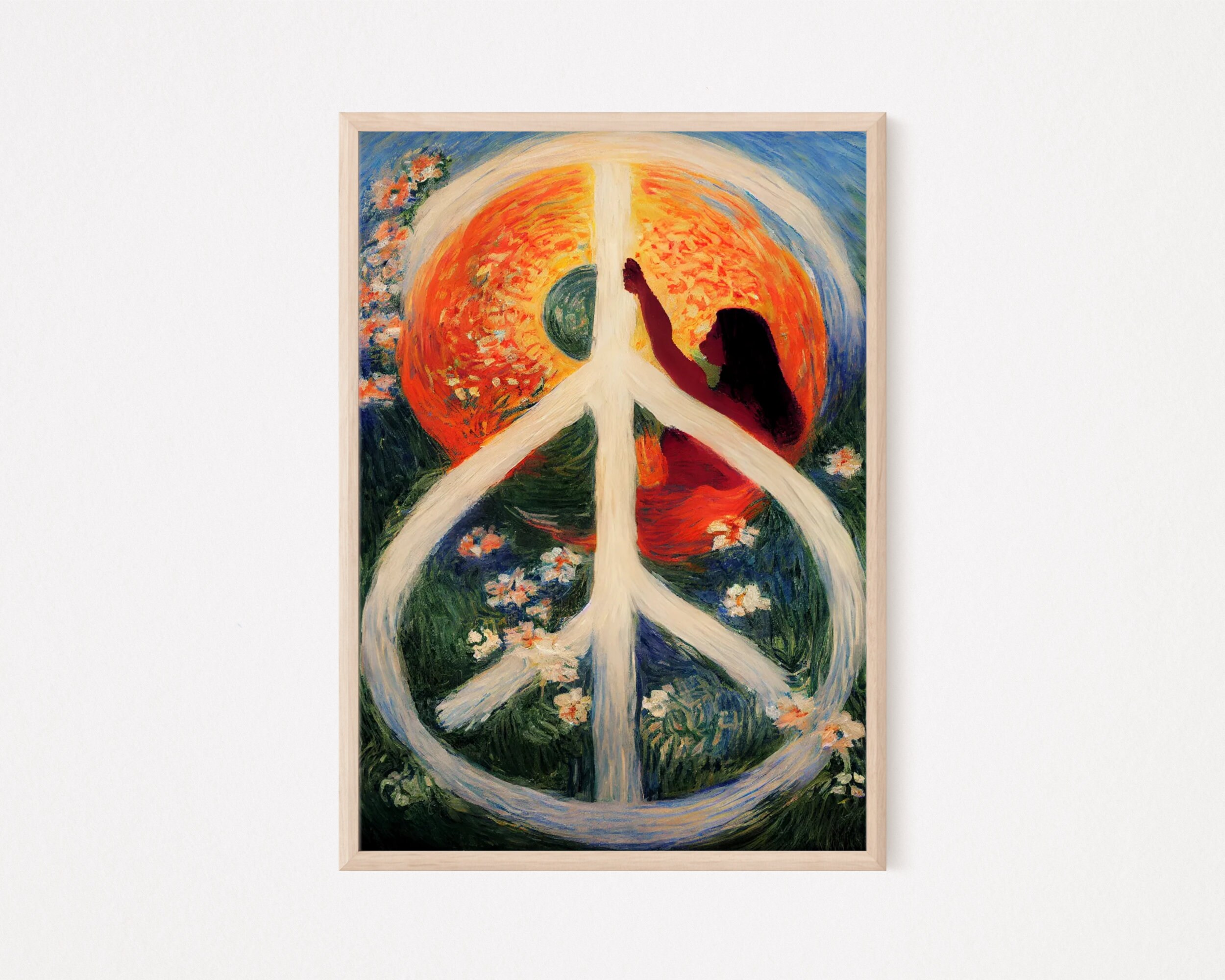 SET OF 2 Peace Sign Painting Poster Prints | Hippie Wall Art | Inspired ...