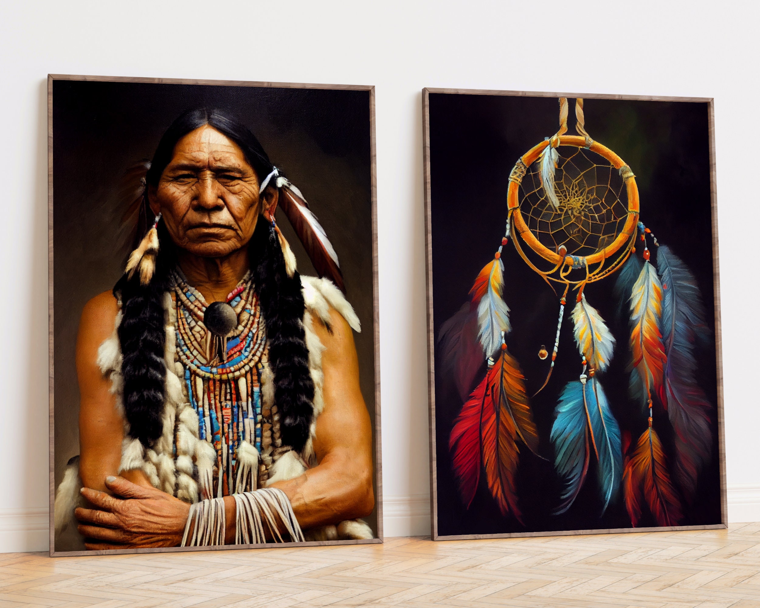 Real Native Poster SET OF 2 Native Painting Poster Prints | Native American Wall Art ...