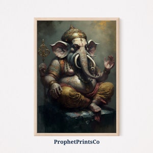 Ganesh Oil Painting Poster Print | Hindu God Wall Art | Religious Art Gift | Indian Gods Home Décor | Printable Wall Art | DIGITIAL DOWNLOAD