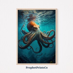 Octopus Painting Poster Print | Sea Life Wall Art | Octopus Art Gift | Original Nautical Home Décor | Printable Wall Art | DIGITIAL DOWNLOAD