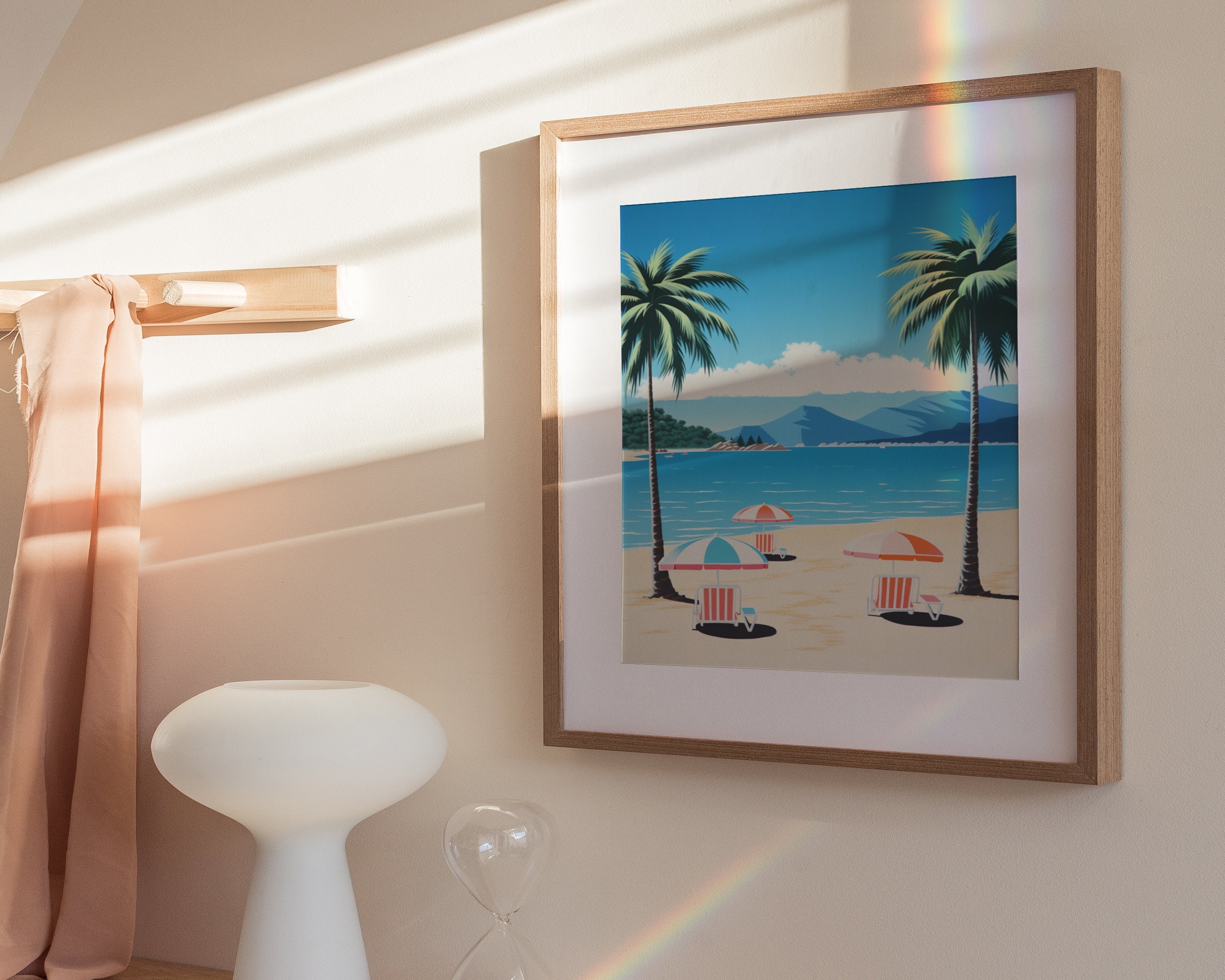 Japanese Beach Print | 90S 80S Vintage Wall Art | Vaporwave Poster