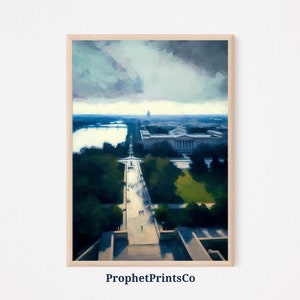 Washington DC olieverfschilderij afdrukken | Reizen kunst aan de muur | Washington DC kunst cadeau | Esthetisch interieur | Afdrukbare kunst aan de muur | Digitaal downloaden