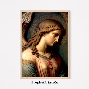 Vintage Angel Painting Poster Print | Catholic Religious Wall Art | Inspired By Da Vinci | Angels | Printable Wall Art | DIGITIAL DOWNLOAD