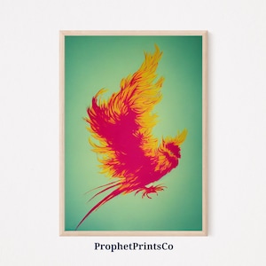 DIGITAL DOWNLOAD Phönix Bild Poster Druck | Mythische Wandkunst | Vogelliebhaber Geschenk | Bunte Phoenix Kunst Wohndekor | Druckbare Wandkunst
