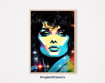 Retro Disco Print | Aesthetic 1980s Wall Art | Rainbow Art 80s Woman | Funky Disco Ball Home Décor | Printable Wall Art | Digital Download