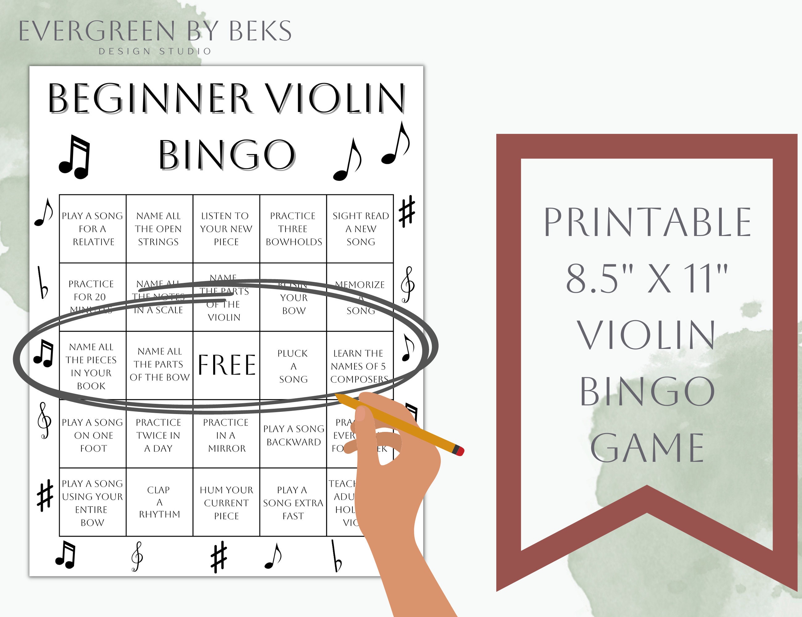 Violin Bingo Game // Violin Practice Printable // Fun Violin - Etsy