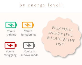 ADHD Cleaning Checklist Printable, Kitchen Cleaning by Energy Level, Neurodivergent Friendly Cleaning List, Executive Dysfunction Support