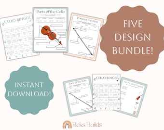 Cello-Übungsspiel-Bündel, Anfänger Schüler Aktivität (PDF-Muster)