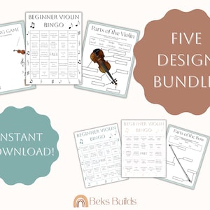 Violin Five Game Bundle, Violin Practice Printable Games, Fun Violin Practice, Suzuki Violin Bundle, Beginner Violin Student Games