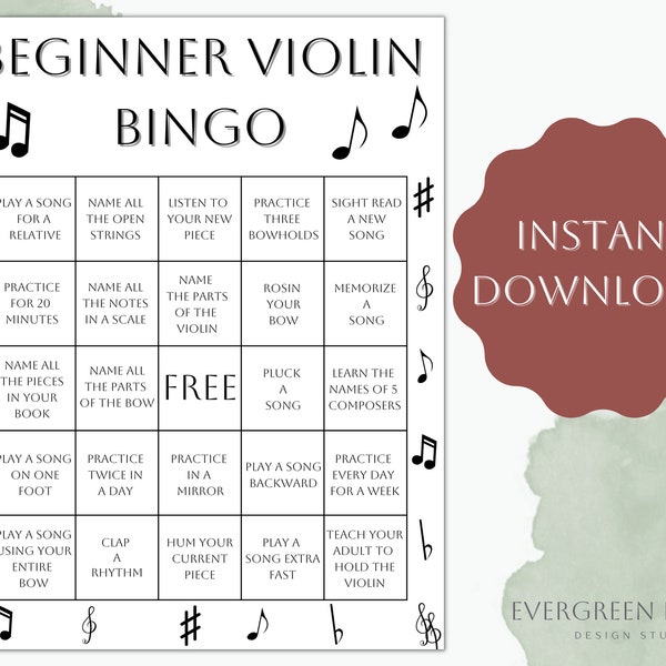 Violin Bingo Game // Violin Practice Printable // Fun Violin Practice // Suzuki Violin // Beginner Violin Student