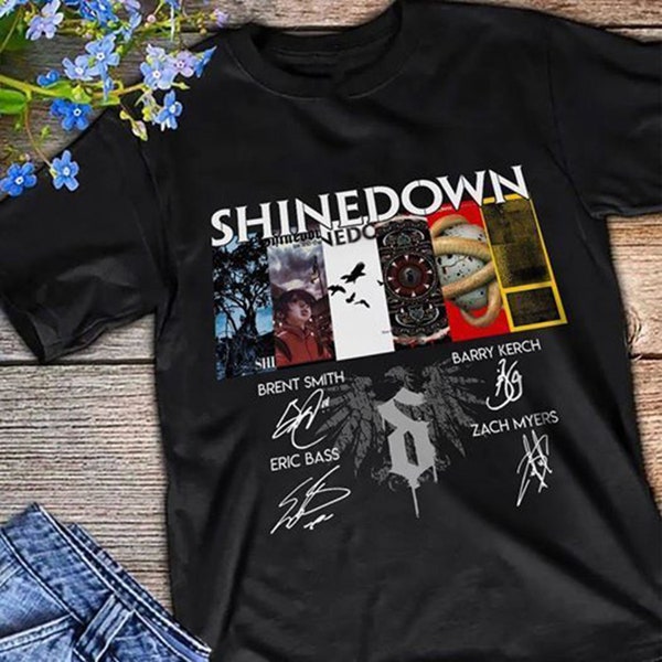 Shine Down Shirt, Shinedown Band Collage Album signed Shirt, Shine Down Planet Zero Tour Shirt, Planet Zero Tour Shirt, Shinedown Tour Shirt