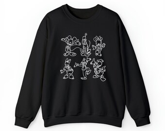Mickey and Friends Line Art Crewneck Sweatshirt