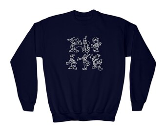 Mickey and Friends Line Art Youth Crewneck Sweatshirt