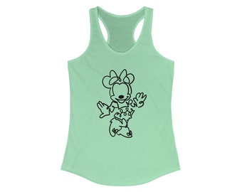 Women's Racerback Minnie Line Art Tank