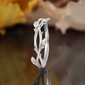 solid gold hers wedding band half eternity curved stacking white gold ring nature inspired leaf ring anniversary bridal matching band women