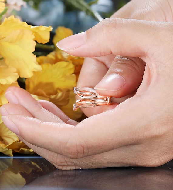 Buy Double Curved Enhancer Guard Wedding Band, Solid Gold Stacking