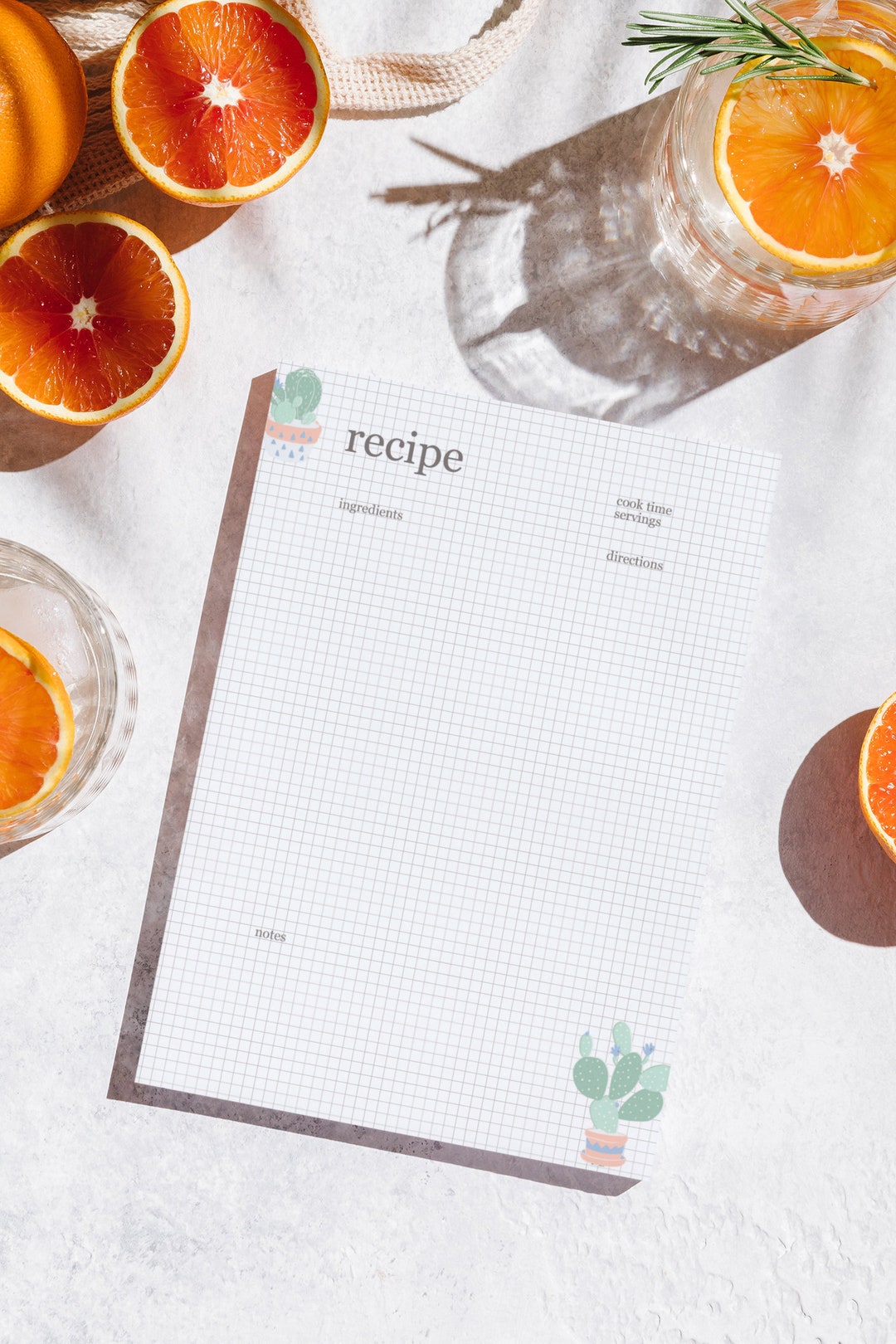 Printable Recipe Card, Recipe Printable, Recipe Card Digital, Succulent