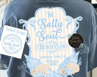 Preppy Beach Png, Salty Soul, Summer Sublimation, Summer Png, Beach Png, Salty Png, Seashell, Summertime, Preppy, Ocean, Digital Download