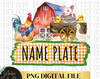 Placa de nombre de granja Png, Sublimación de niño, Tractor Png, País, Sublimación de niño pequeño, Diseño de camiseta de niño, Vacas, Pollos, Descarga digital de granero