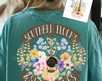 Southern Blooms and Sweet Tunes PNG, Southern Png, Floral Png, Southern, Png, Floral,Sublimation Design,Southern Girl,Charm,Digital Download