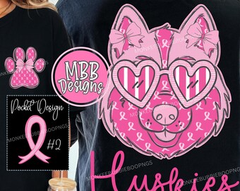 Preppy Pink Husky PNG, Breast Cancer Awareness, Mascot, High School Spirit Cancer Awareness, Husky PNG, Husky Digital Download