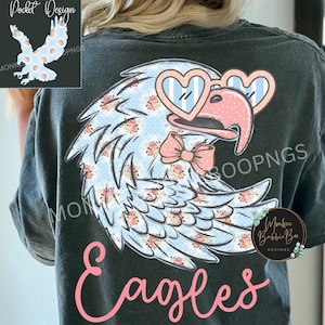 Floral Eagles PNG, Preppy Football Mascot Shirt Design, Team Spirit Sublimation, Digital Eagles Clipart, Eagles Png, Eagles Game Day PNG