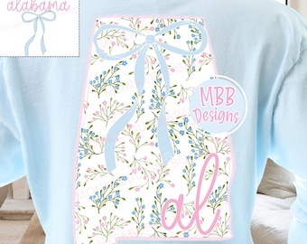 Preppy Alabama PNG, Floral State Design, Alabama Clipart, State Png, Coquette Alabama, Alabama State Png, Southern Shirt Digital Download