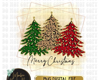 Leopard Glitter, Christmas Trees PNG, Christmas Tree Png, Christmas Sublimation, Merry Christmas, Leopard Tree, Christmas, Digital Download
