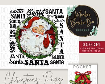 Santa Typography Png, Christmas Santa PNG, Santa Png, Retro Santa,Santa Claus PNG,Christmas PNG,Christmas, Sublimation,Png, Digital Download