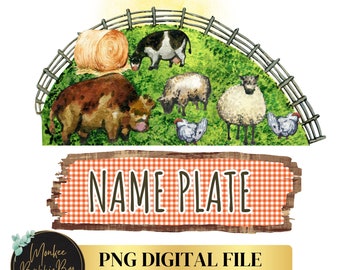 Placa de nombre de granja Png, Sublimación de niño, Tractor Png, País, Sublimación de niño pequeño, Diseño de camiseta de niño, Vacas, Pollos, Descarga digital de granero