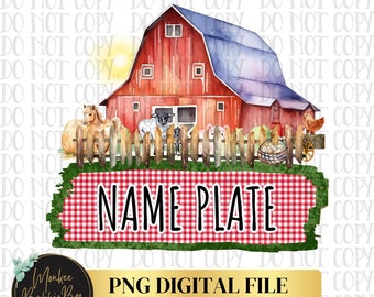 Placa con el nombre de la granja Png, Sublimación de niño, Tractor Png, País, Sublimación de niño pequeño, Diseño de camiseta de niño, Vacas, Pollos, Descarga digital de granero