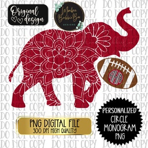 Personalized Game Day PNG, Cute Football PNG, Elephant Football PNG, Monogram Elephant, Football Shirt Design, Sublimation, Digital Download