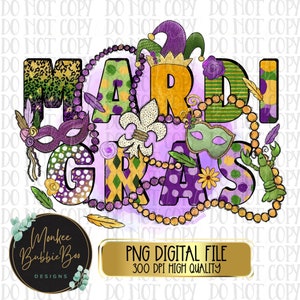 Mardi Gras PNG, Mardi Gras, Mardi Gras Shirt Png, Louisiana Png, Mardi Gras Sublimation, Beads, Mardi Gras, Fleur De Lis, Digital