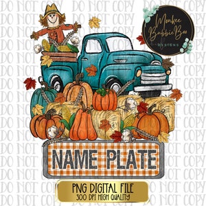 BLANK Fall Name Plate Png, Boy Sublimation, Fall Png, Scarecrow Png, Little Boy Sublimation, Boy T-Shirt Design, Name Plate Digital Download