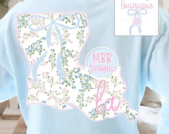 Preppy Louisiana PNG, Floral State Design, Louisiana Clipart, State Png, Coquette Louisiana, Louisiana State Png, Louisiana Digital Download