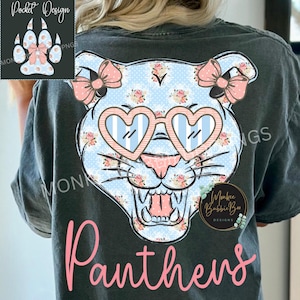 Floral Panthers PNG, Preppy Football Mascot Shirt Design, Team Spirit Sublimation, Digital Panthers Clipart, Panthers Game Day PNG, Panthers