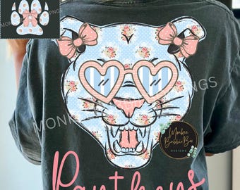 Floral Panthers PNG, Preppy Football Mascot Shirt Design, Team Spirit Sublimation, Digital Panthers Clipart, Panthers Game Day PNG, Panthers