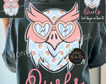 Floral Owls PNG, Preppy Football Mascot Shirt Design,Team Spirit Sublimation, Digital Owls Clipart, Owls Game Day PNG, Preppy Owl Mascot PNG