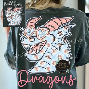 Floral Dragons PNG, Preppy Football Mascot Shirt Design, Dragon Mascot Png, Digital Dragon Clipart, Dragons Game Day PNG, Dragon Png