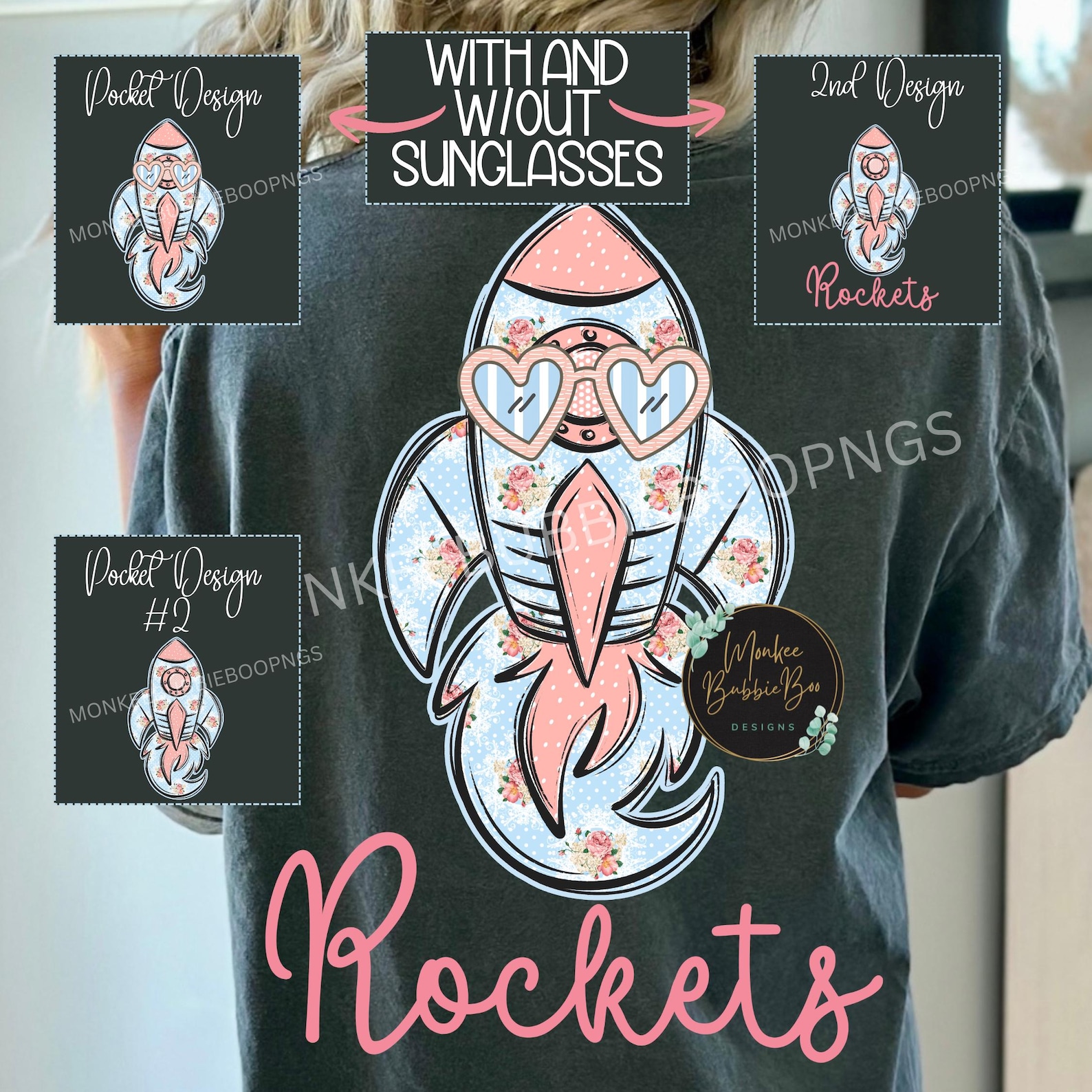 Preppy Rockets Floral Rockets PNG, Preppy Football Mascot Shirt Design, Team Spirit ...