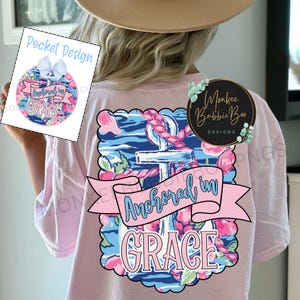 Anchored in Grace PNG, Preppy, Anchor Png, Boat Png, Christian, Summer Png, Sublimation Designs, Lake, Ocean, Sailing, Png, Digital Download