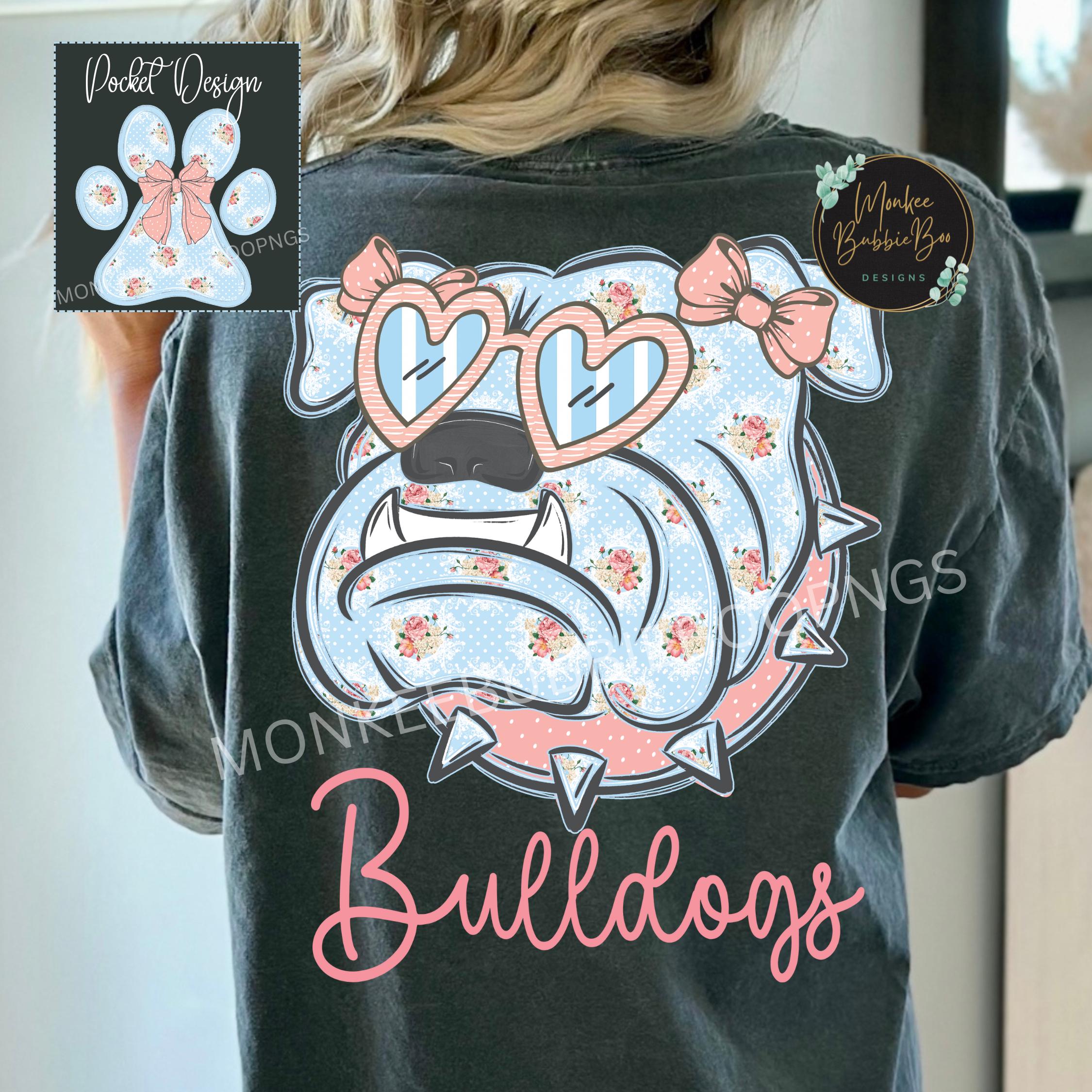 Floral Bulldog PNG, Preppy Football Mascot Shirt Design, Bulldog PNG, Bulldog Clipart, Bulldogs Game Day PNG, Bulldog Digital Download