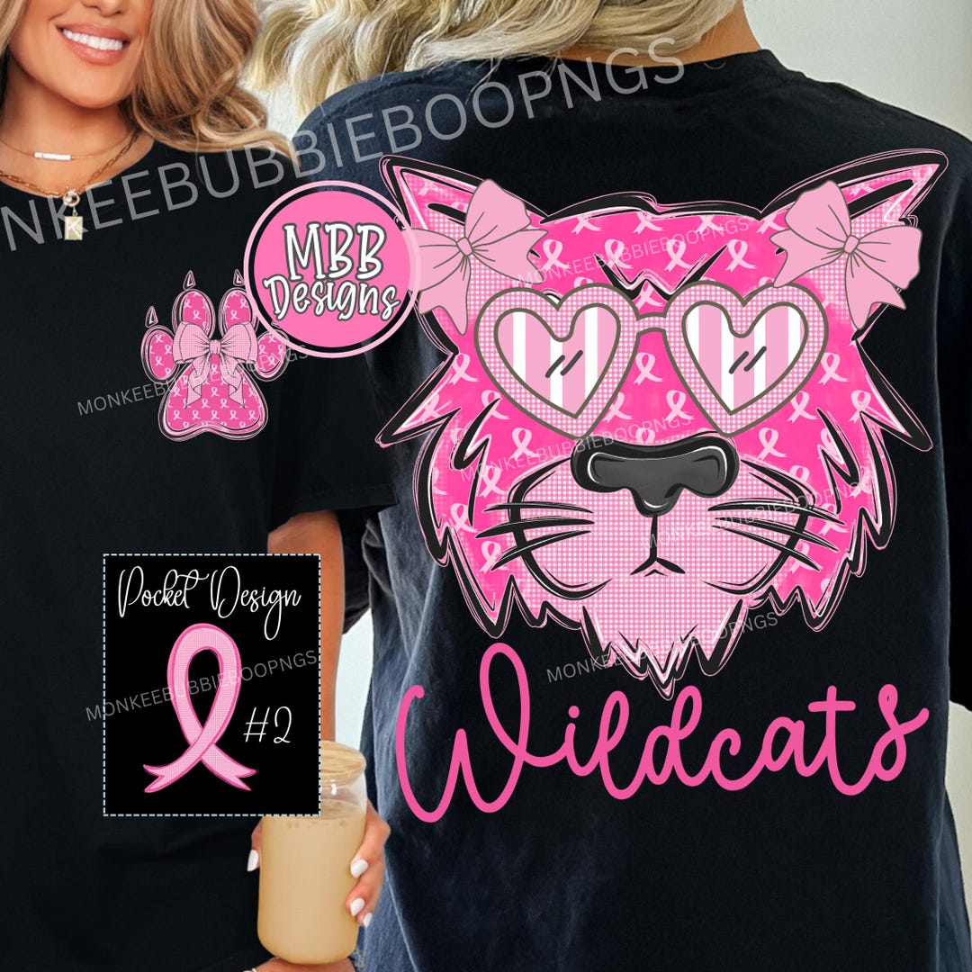 Preppy Pink Wildcat Mascot PNG, Breast Cancer Awareness, Breast Cancer ...