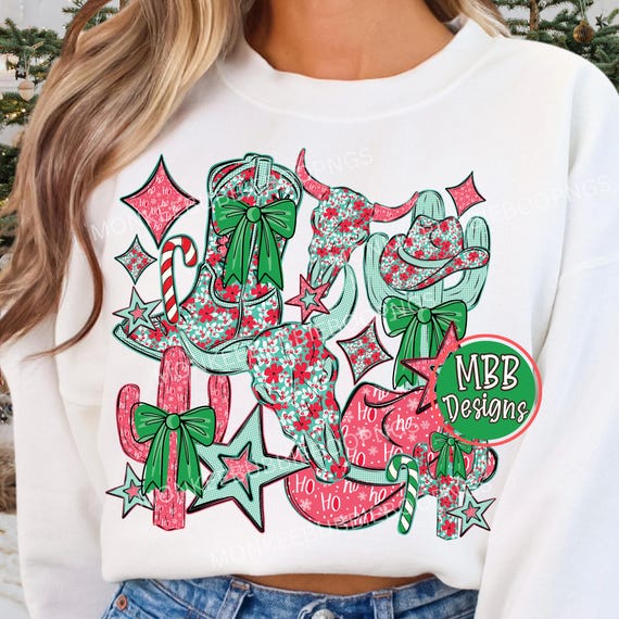 Cowgirl Christmas PNG, Western Holiday Digital Download, Cowgirl Boots Christmas Clipart,Cowgirl Xmas png,Christmas Digital Download