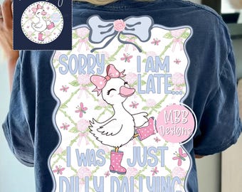 Preppy Dilly Dallying PNG, Goose, Funny T-Shirt Design,Dilly Dallying Png, Southern, Png, Dilly Dally, Coquette Bow, Funny, Digital Download
