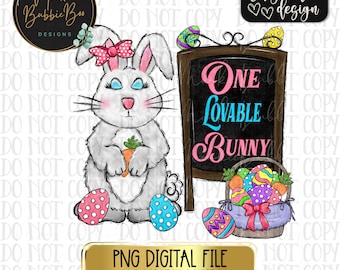 One Lovable Bunny PNG, Hop Png, Easter Png, Easter Bunny Sublimation, Happy Easter Sublimation, Easter Clipart,Instant Download,Easter,Bunny