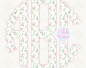 Preppy Floral Monogram Alphabet Set, Preppy, Floral Monogram, Monogram Png, Grand Millennial, Digital Download, Floral Monogram A-Z Letters
