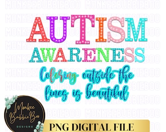 Colorir fora das linhas é lindo Png, Consciência do Autismo PNG, Autismo Png, Design de Sublimação do Autismo, Neurodiversidade, Download Digital