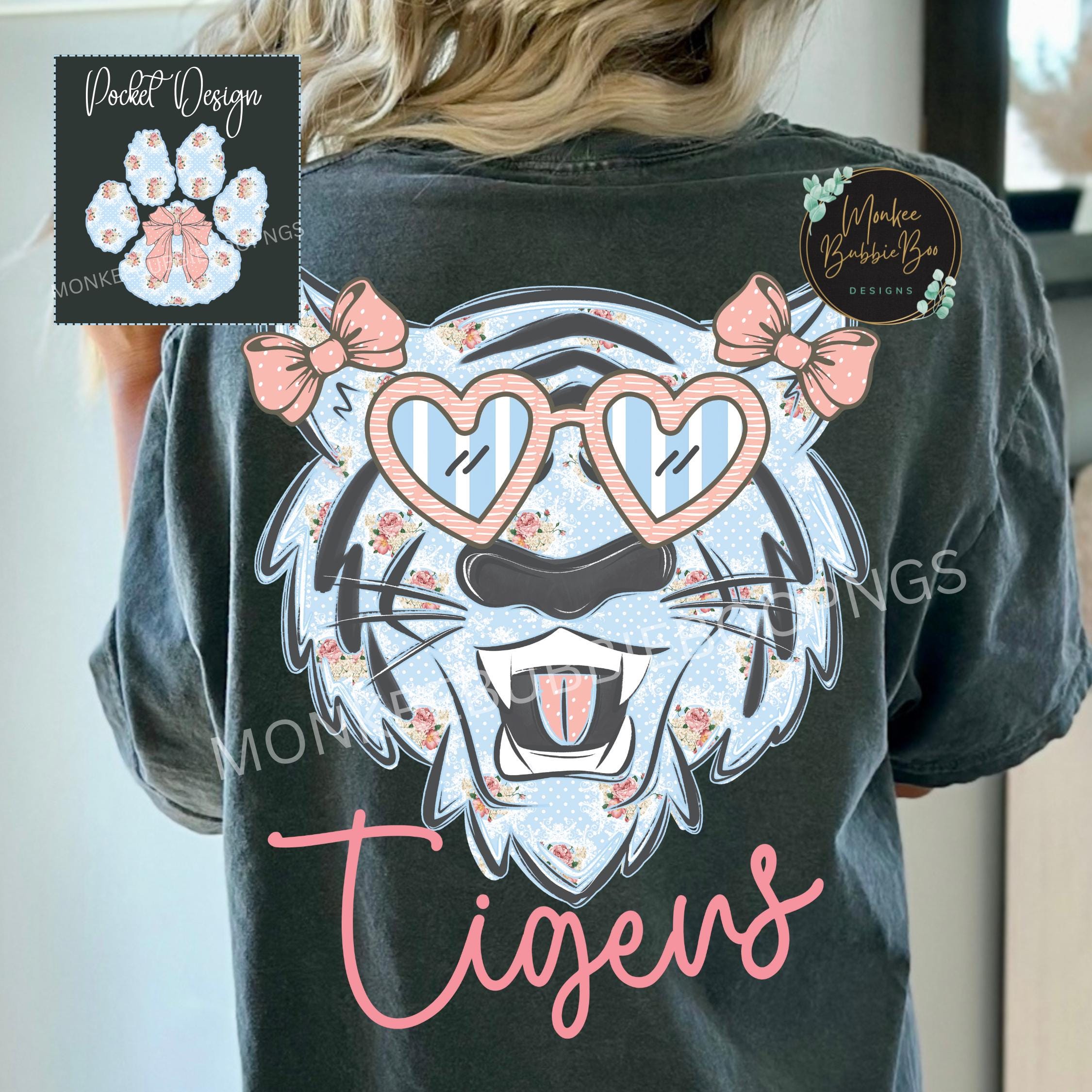 Floral Tigers PNG, Adrettes Football Maskottchen Shirt Design, Team Spirit Sublimation, Digitale Tigers Clipart, Tigers Spieltag PNG, Tigers