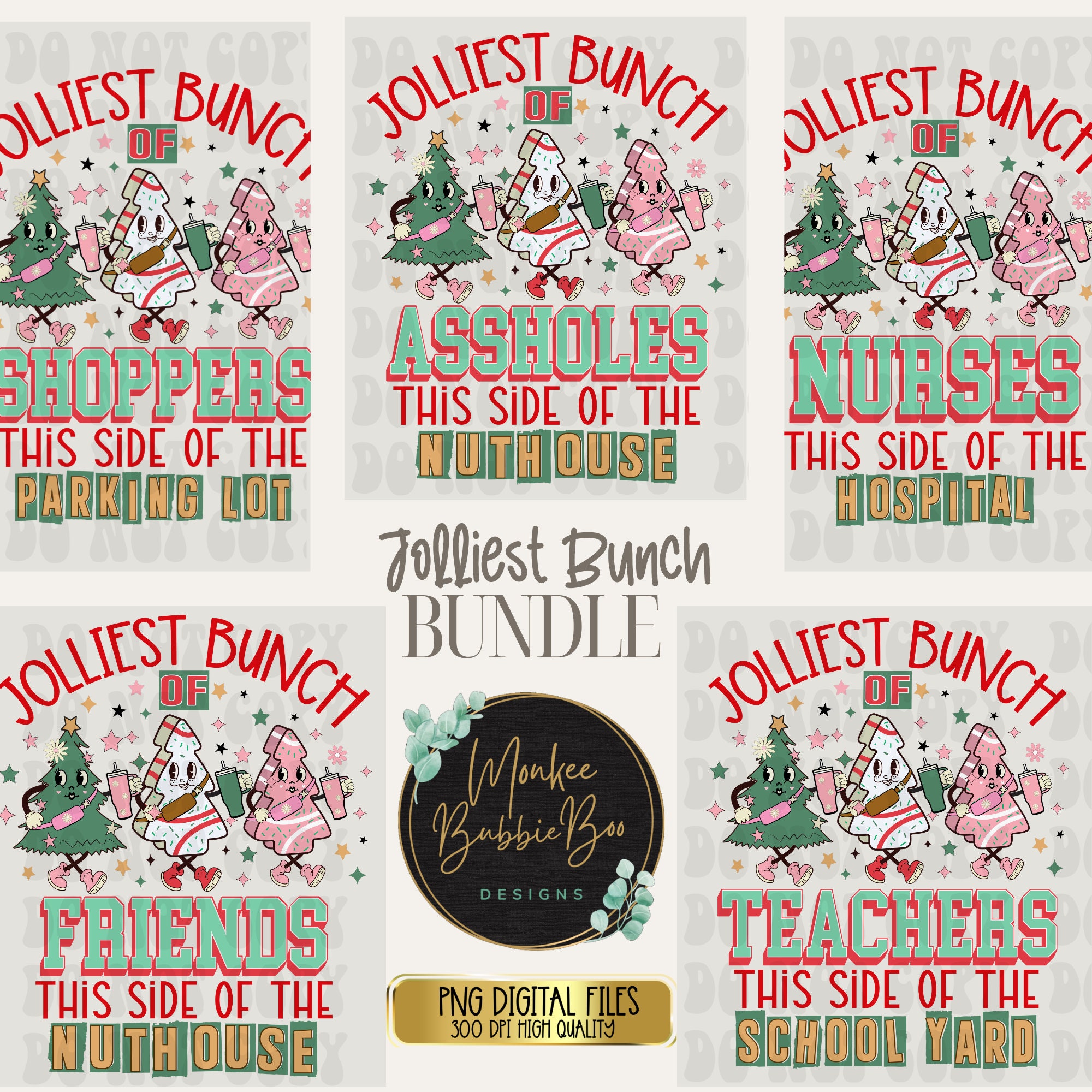 Jolliest Bunch BUNDLE PNG, Funny Christmas PNG, Retro Christmas Png ...